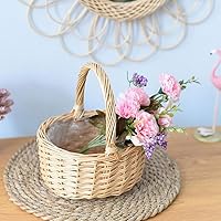 Vista 8 de Cestas para niña de flores, cesta de ratán de huevo, cesta de flores tejida de Pascua con asas, cesta de picnic con asa, cesta de mimbre, cestas