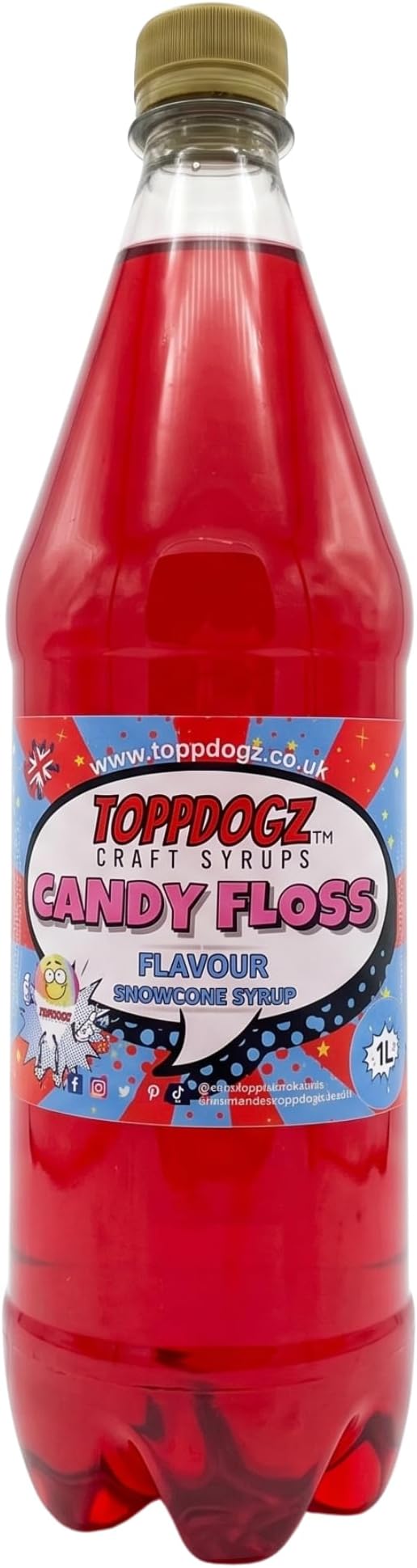 TOPPDOGZ Slush Snow Cone Syrup 1 Litre Candy Floss flavour slushie slushy snowcone