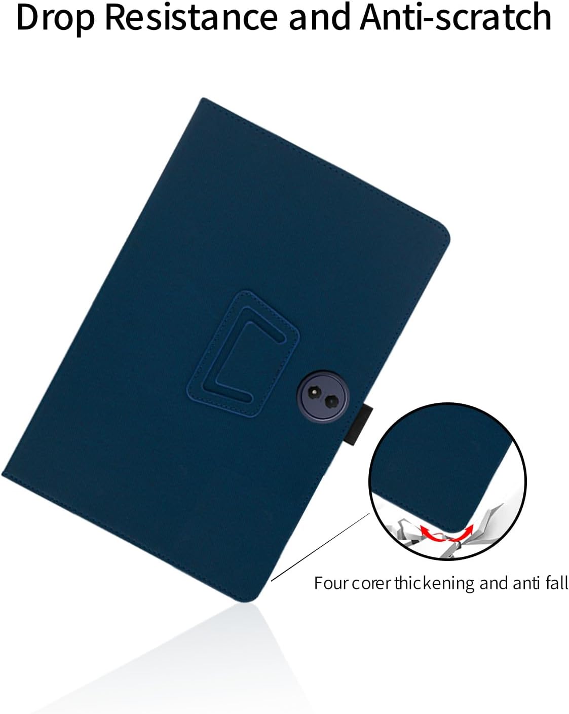 for TCL TAB A1 Plus 12.2 Inch Tablet Case,BOVUGAC Folding Stand Protective Cover with Pencil Holder and Wrist Strap,Full Protection, Premium PU,Scratch Resistant(Dark Blue)