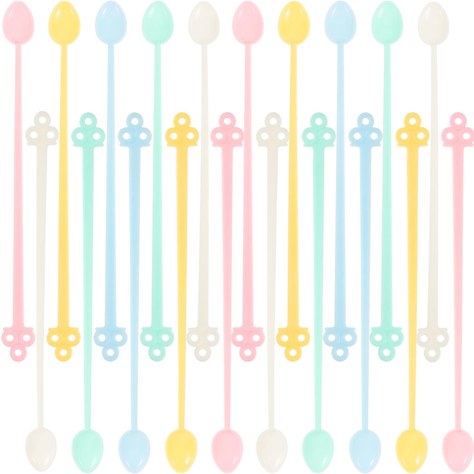 SOLUSTRE 30Pcs Long Handle Coffee Stirring Spoons Lightweight Plastic Spoons for Iced Tea Yogurt and Desserts Multipurpose Stirring Utensils for Home Restaurant and Bar Use