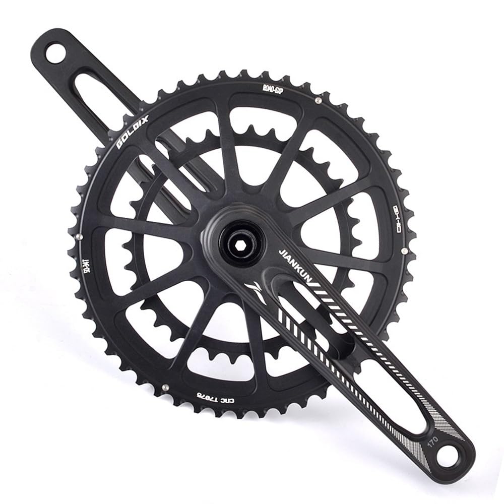 ZXGSXIOU Bike Cranksets 170mm GXP Aluminum Alloy Double Speed Round Chainring 50-34T 52-42T 53-39T 52-36T MTB Crankset