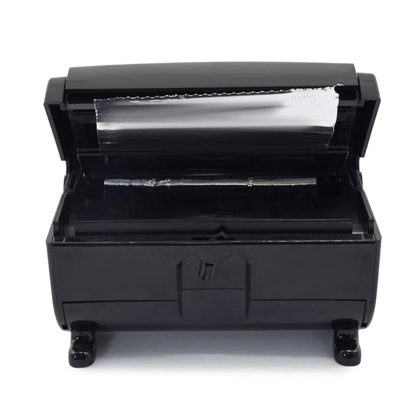 Taglierina per distributore di lamina per capelli multifunzionale per un foglio di alluminio gloss ad alta gloss 17x10x10cm, Nero