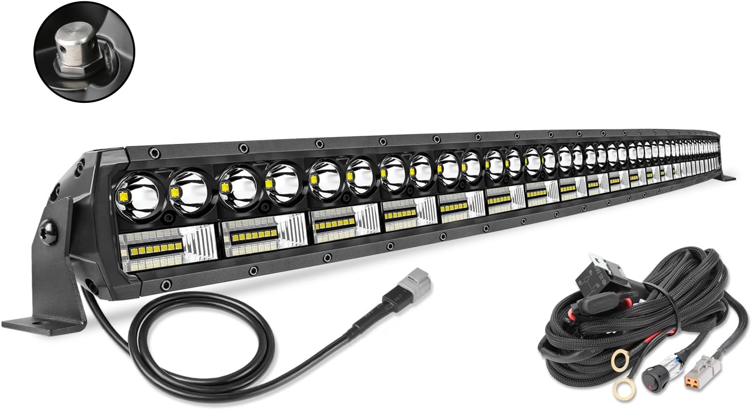 54 Inch Curved LED Light Bar, Auto Power Plus 702W Dual Row Driving Light Bar with Wiring Harness Off Road Lights Spot Flood Combo LED Work Lights Waterproof Fog Light for Jeep Truck ATV UTV Boat