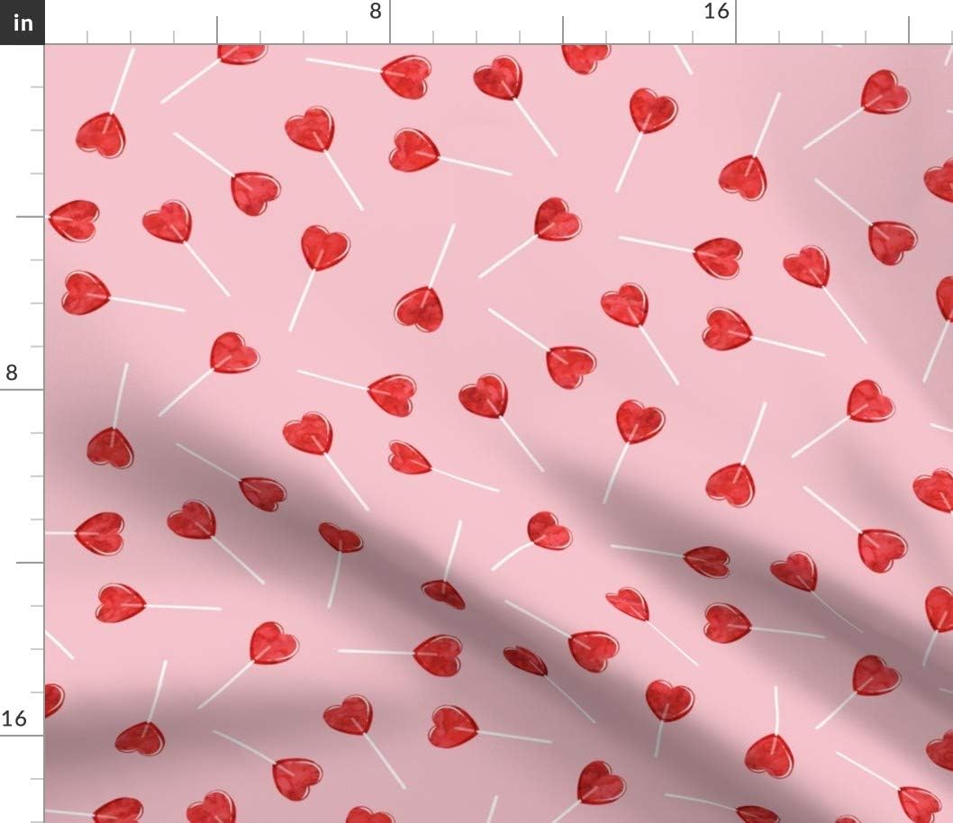 Spoonflower Fabric - Heart Red Watercolor Pink Valentines Day Candy Printed on Cotton Poplin Fabric by The Yard - Sewing Shirting Quilting Dresses Apparel Crafts