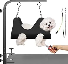 Adjustable Dog Grooming Arm with Clamps: 42" Height-Adjustable Pet Grooming Stand with Hammock and No-Sit Haunch Holders, Ideal for Home Grooming, Trimming, and Nail Clipping (Table Not Included)