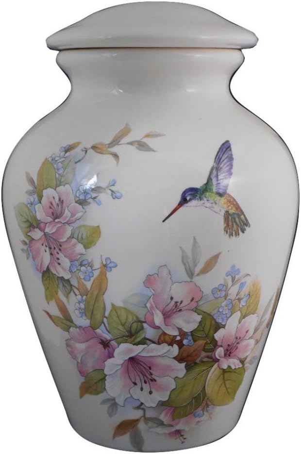 Flower with Hummingbird Urn- Cremation urn or Keepsake for Ashes - Hand Made Pottery