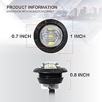 Vista 4 de TMH Paquete de 20 luces LEDES de advertencia, de 3/4 pulgadas, con soporte, color blanco. Luces LEDES de advertencia para remolque de camión