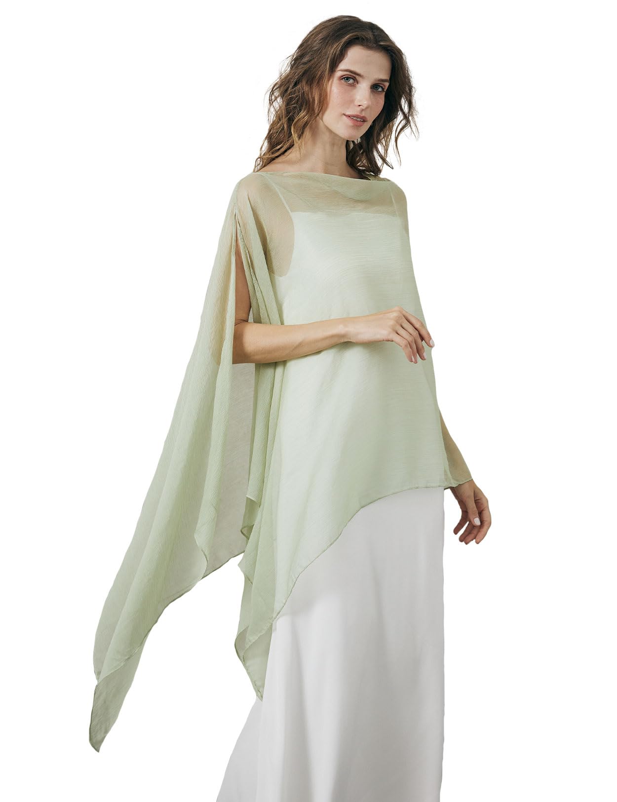 BEAUTELICATE Chal de Crepé Chiffon para Mujer Capa Gasa Fiesta Ligera para Novias Bodas y Vestidos de Noche
