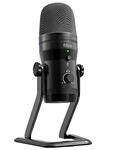 FIFINE USB Studio Recording Microphone Computer Podcast Mic for PC, PS4, Mac with Mute Button & Monitor Headphone Jack, Four Pickup Patterns for Vocals YouTube Streaming Gaming ASMR Zoom-Class (K690)