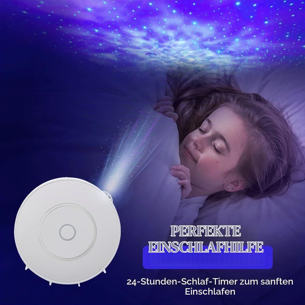 Sternenprojektor Lampe mit 3D Galaxy und Sprachsteuerung | Timerfunktion für automatische Abschaltung; Kompatibel mit Alexa und Google Assistant; Nachtlichtfunktion ideal für Kinder