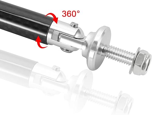 Vista 18 de TOMALL 2 piezas de 1.772 in para parachoques delantero y trasero ajustable para automóvil, barra de soporte de puntal de fibra de carbono, oro