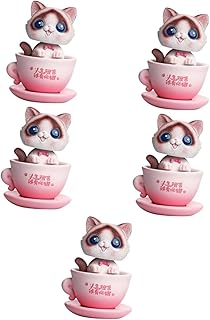 Abaodam 5 Pçs Gatinho Estátua Painel Do Carro Bonecas Bobblehead Cabeça Balançando Acessórios Do Carro Painel Balançar Cabeça Decorações Sala De Jantar Decoração Da Mesa Micro Decoração