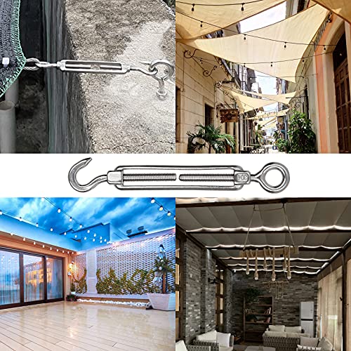 Acrux7 10 Pack 304 Stainless Steel Turnbuckles for 1/8 Inch Wire Cable Adjustable M6 Turnbuckle Wire