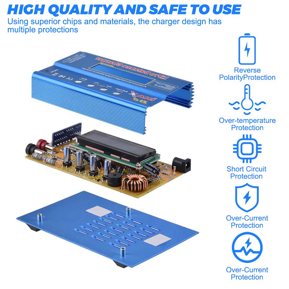 Lipo Caricabatterie, 80W 6A Lipo Balance Charger con cavo di alimentazione completo, Caricabatterie RC con adattatore di alimentazione, Lipo Balance Charger per Lipo Li-Poly Li-Ion Life Nicd