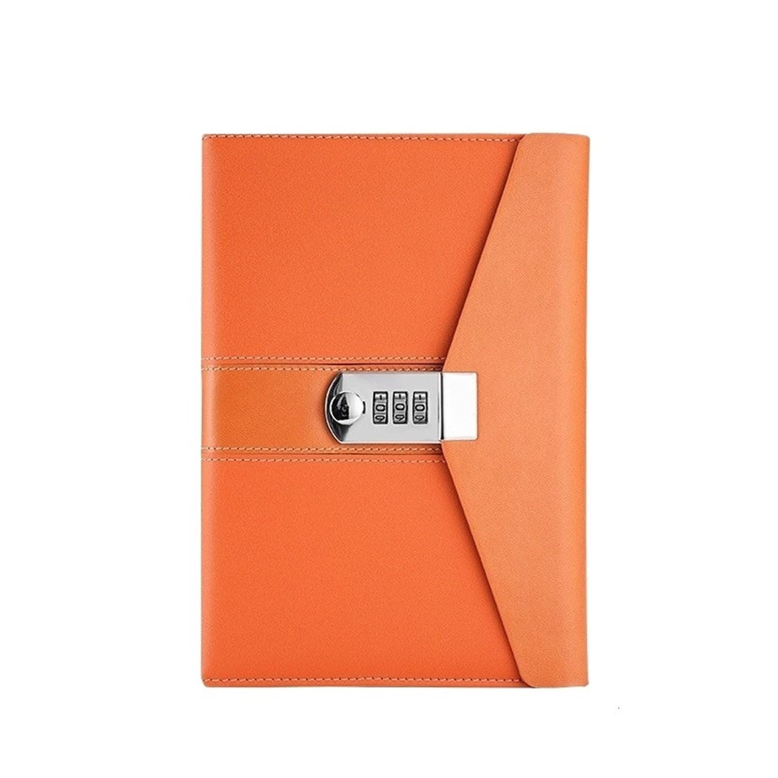 Abschließbares Tagebuch Passwort Buch A5 Perlglanz Leder Notebook Mit Schloss Tagebuch Verdickt Kreative Student(Orange)