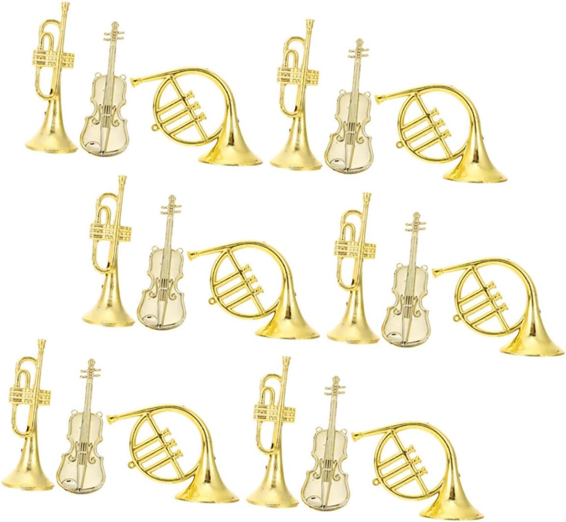 Miniature Musical Instrument Xmas Golden Plastic Christmas Tree Ornament