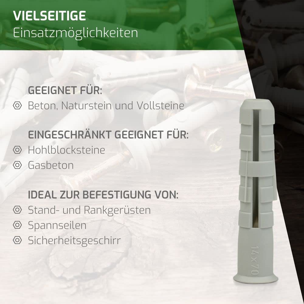 KEW 250x Gerüst-Dübel GD - Langschaftspreizdübel - mit Drehsicherung - für Beton, Stein, etc. - 14x100 mm - 250er-Set