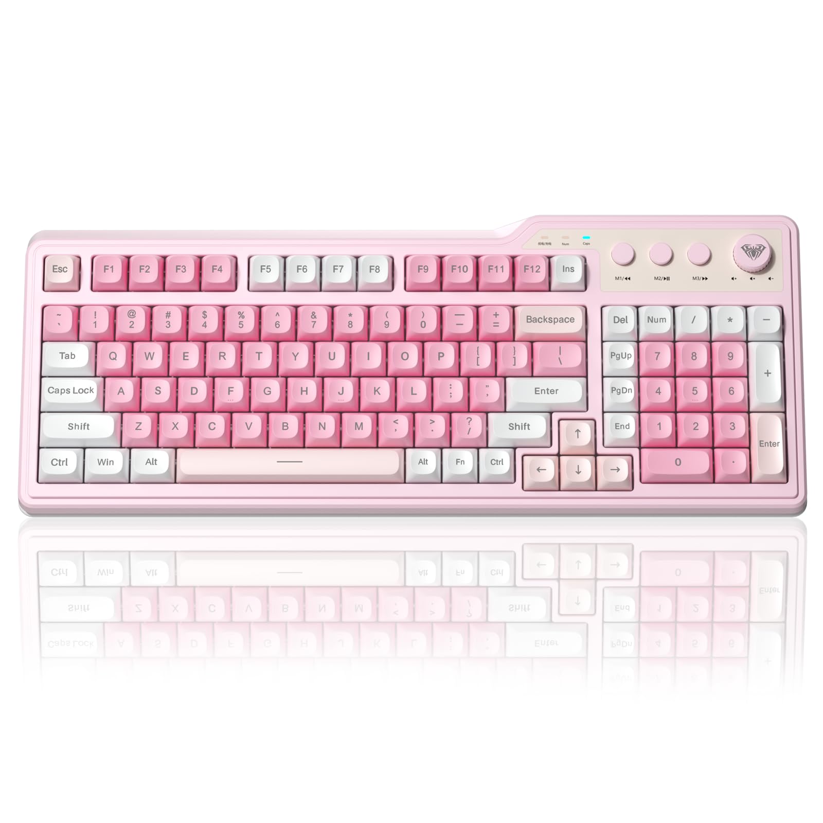Aula F3099 Wireless Keyboard with Media Knob Tri-Mode BT5 0 2 4GHz USB-C Cute Creamy Keyboard with Number