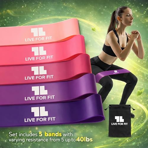 Miniatura 6 de Bandas de ejercicio de resistencia con guía de instrucciones y bolsa de transporte, juego de 5