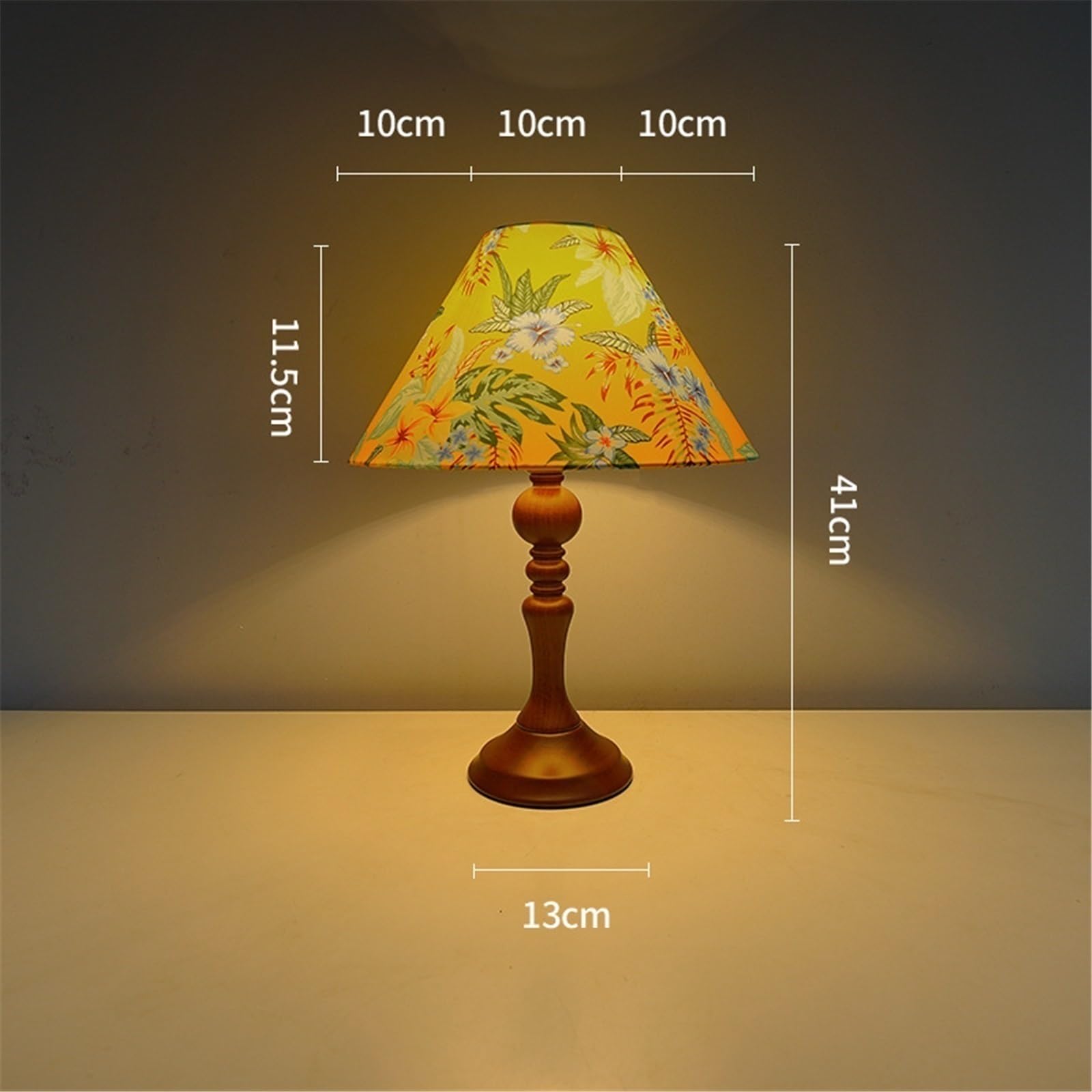 Lampa biurkowa Lampa stołowa w stylu vintage z motywem kwiatowym, drewniana ozdoba na stolik nocny sypialni