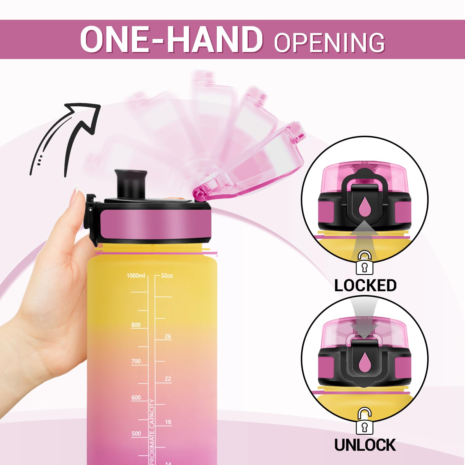 AI-PIKA 2L Botellas De Agua Deportivas,Botella De Agua Con Cubierta