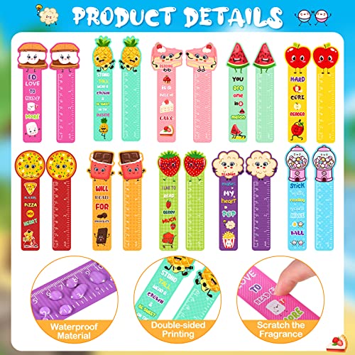 30 Pieces Scented Bookmarks Ruler For Kids Scratch And Sniff Bookmarks Fruit Food Theme Bookmarks Assorted Scented Bookmarks Cute Bookmarks For Teacher Prizes Book Markers Students, 10 Styles #TOP1