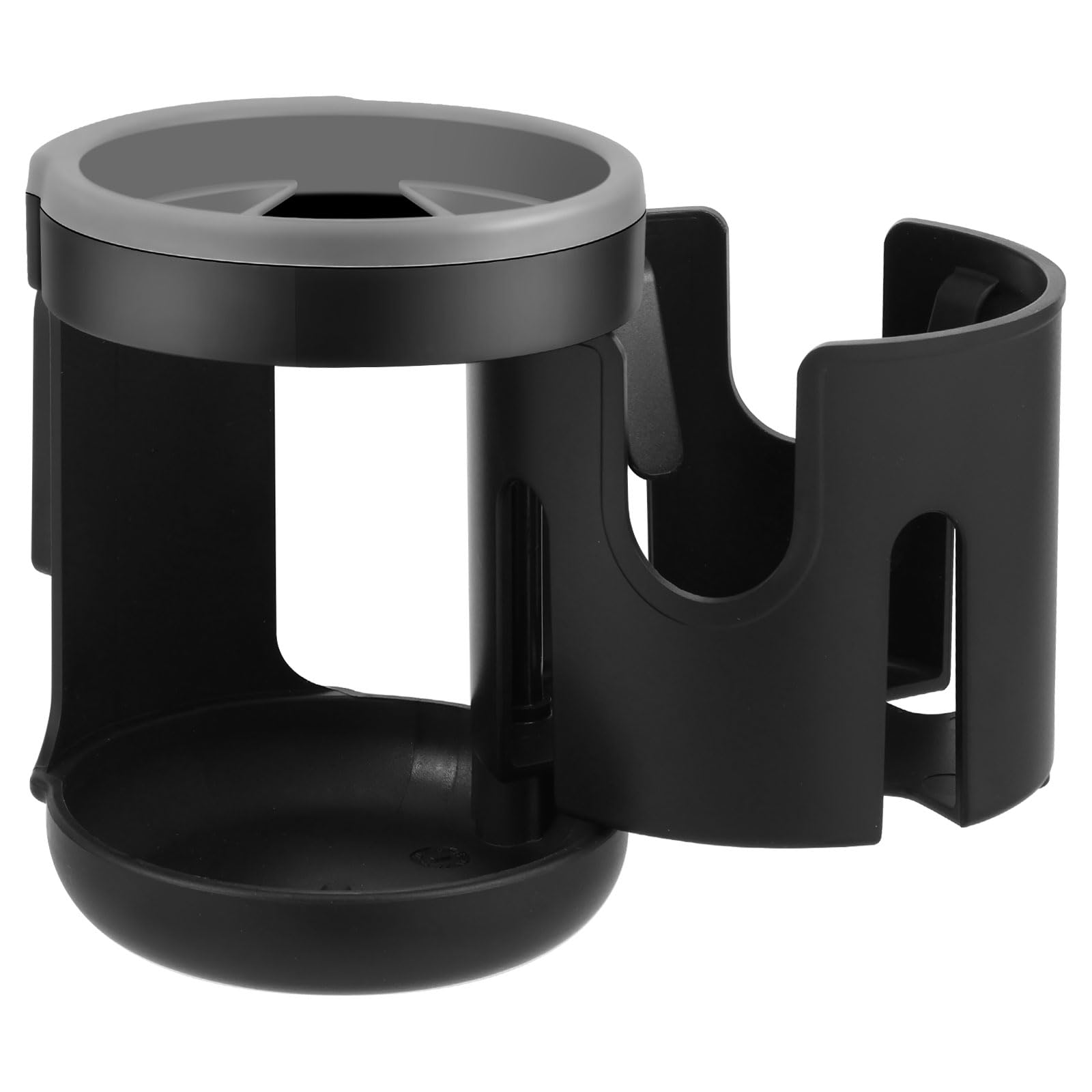 Generic Stroller Cup Holder - Universal 360° Rotating Drink Bottle Holder - Anti-Slip Double Hole Baby Cars Organizer - Black ABS + Silicone Polyester