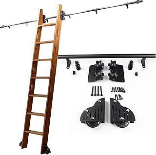 Rolling Ladder Hardware Library Rolling Library Ladder Sliding Rail Track Hardware Kit,Round Tube Mobile Ladder Track | Sliding Ladder Track for Library Ladder Closet Set Roller System