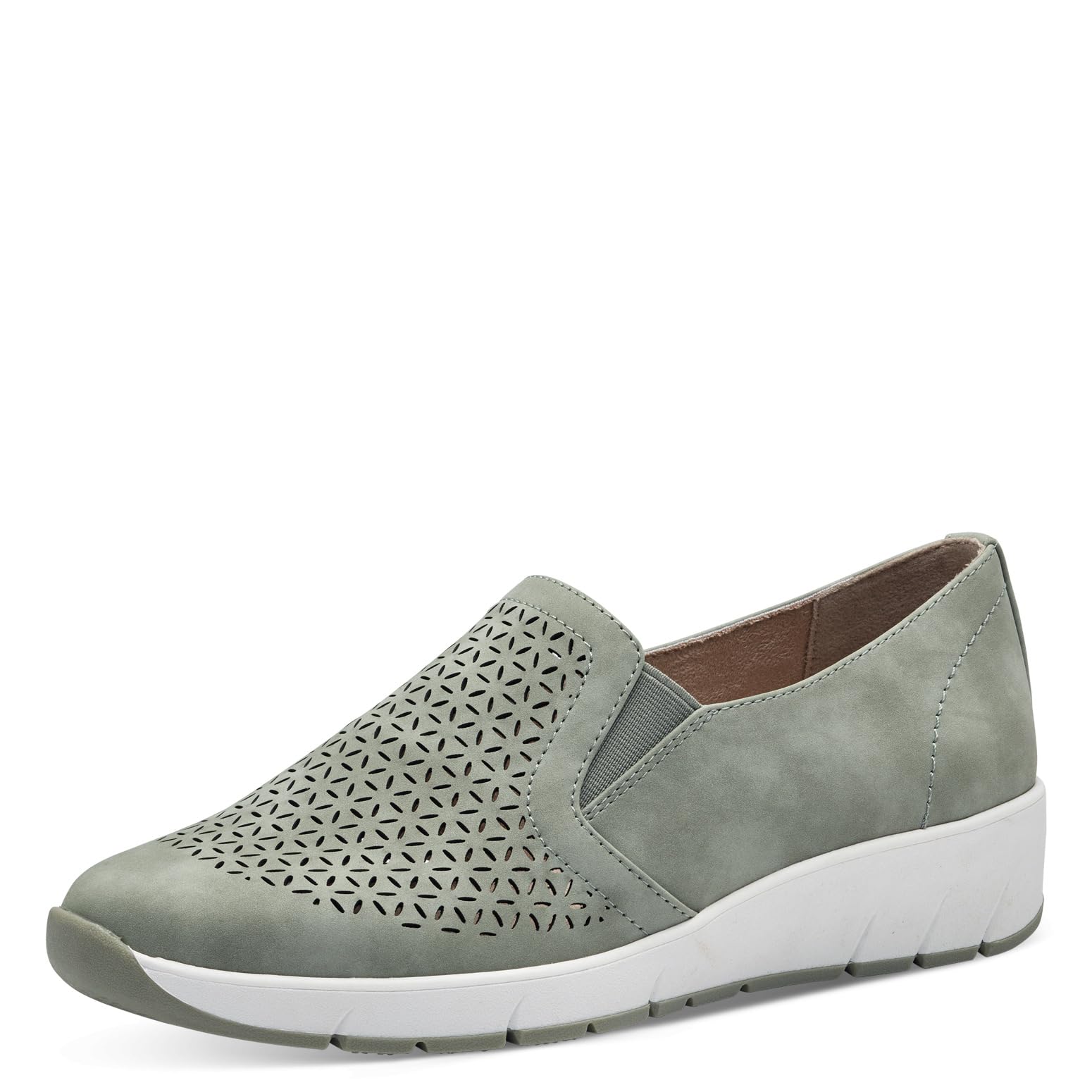 Jana Women’s Slippers with Wedge Heel Vegan, Sage, 4 UK