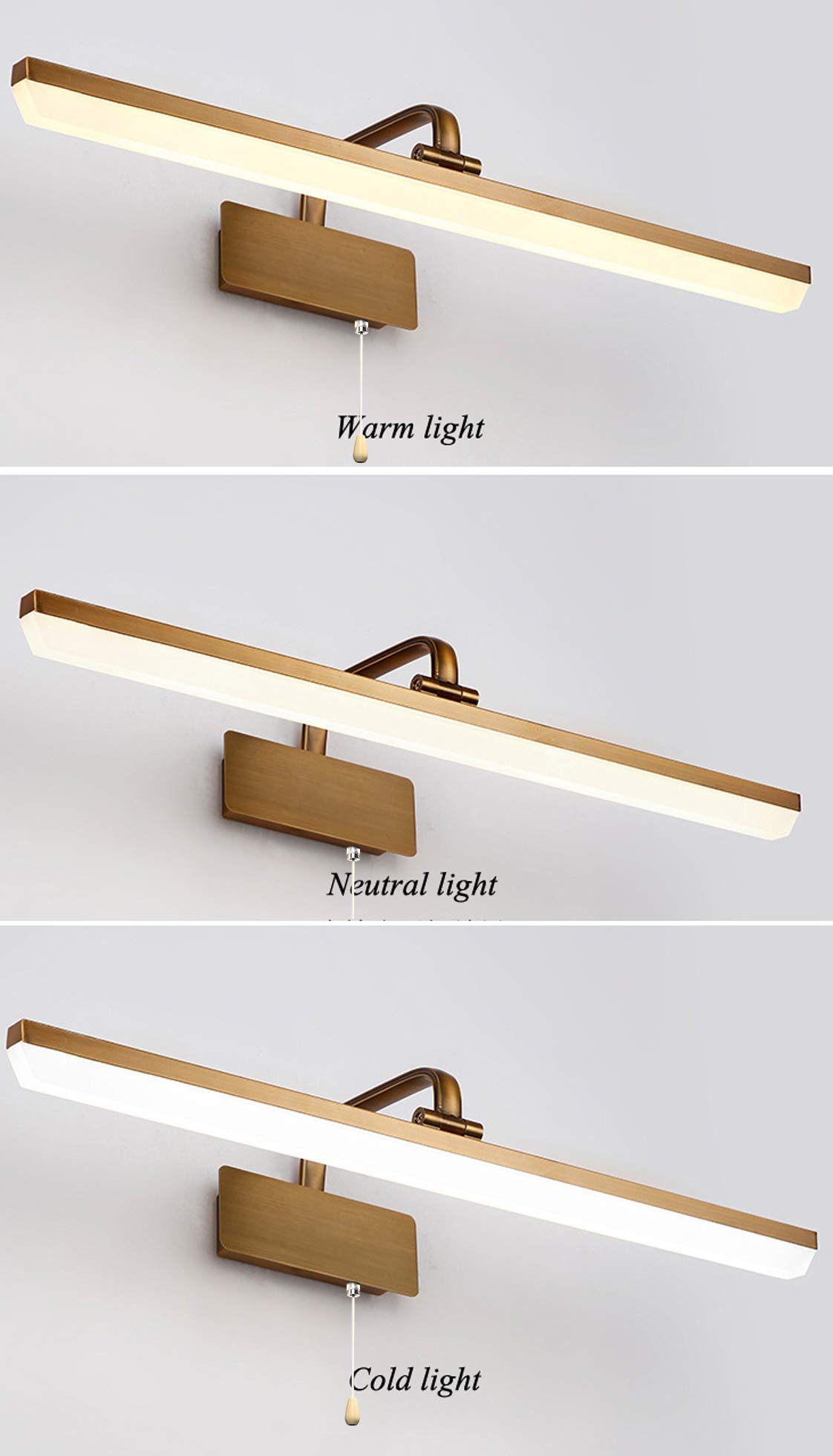 Luce specchio bagno, Lampade parete LED con interruttore, Luci specchio LED vintage Dimmerabili su apparecchi illuminazione specchi impermeabili Luce il trucco Luce anteriore specchio