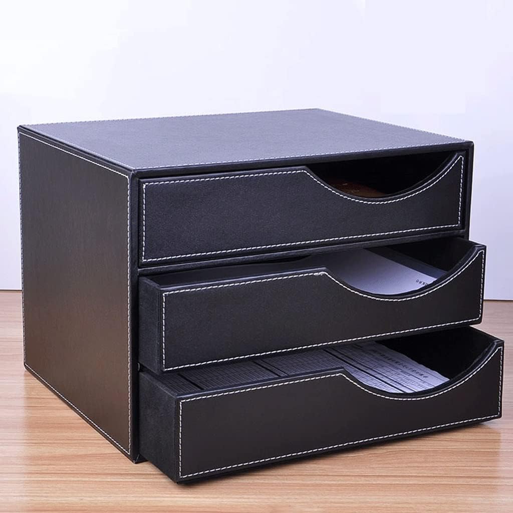 Imitation Leather Desktop Cabinet Drawer A4 Finishing Storage Boxdesktop Box