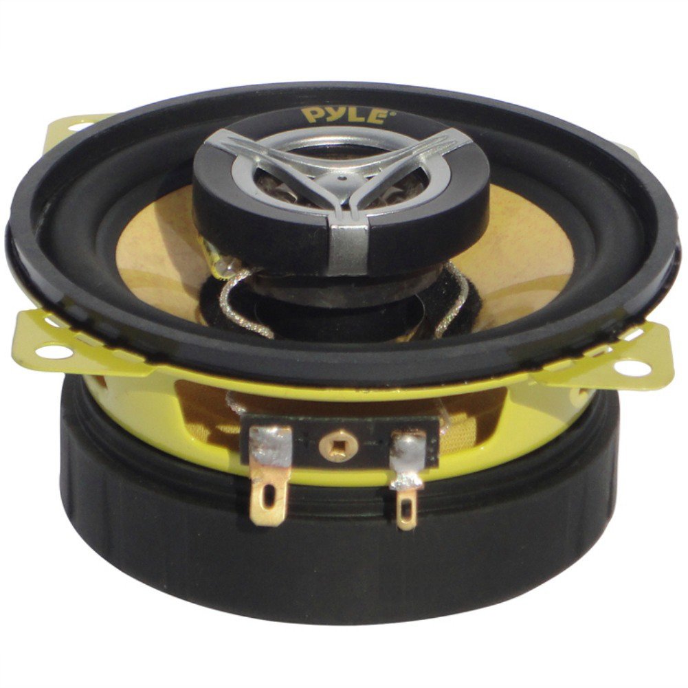 Pyle 2 Altavoces COAXIALES DE 2 VÍAS PLG4.2 PLG 4.2 Amarillo 10 cm 4" 70 Watt rms 140 Watt MAX para Carcasas estándar Puertas Coche, por par