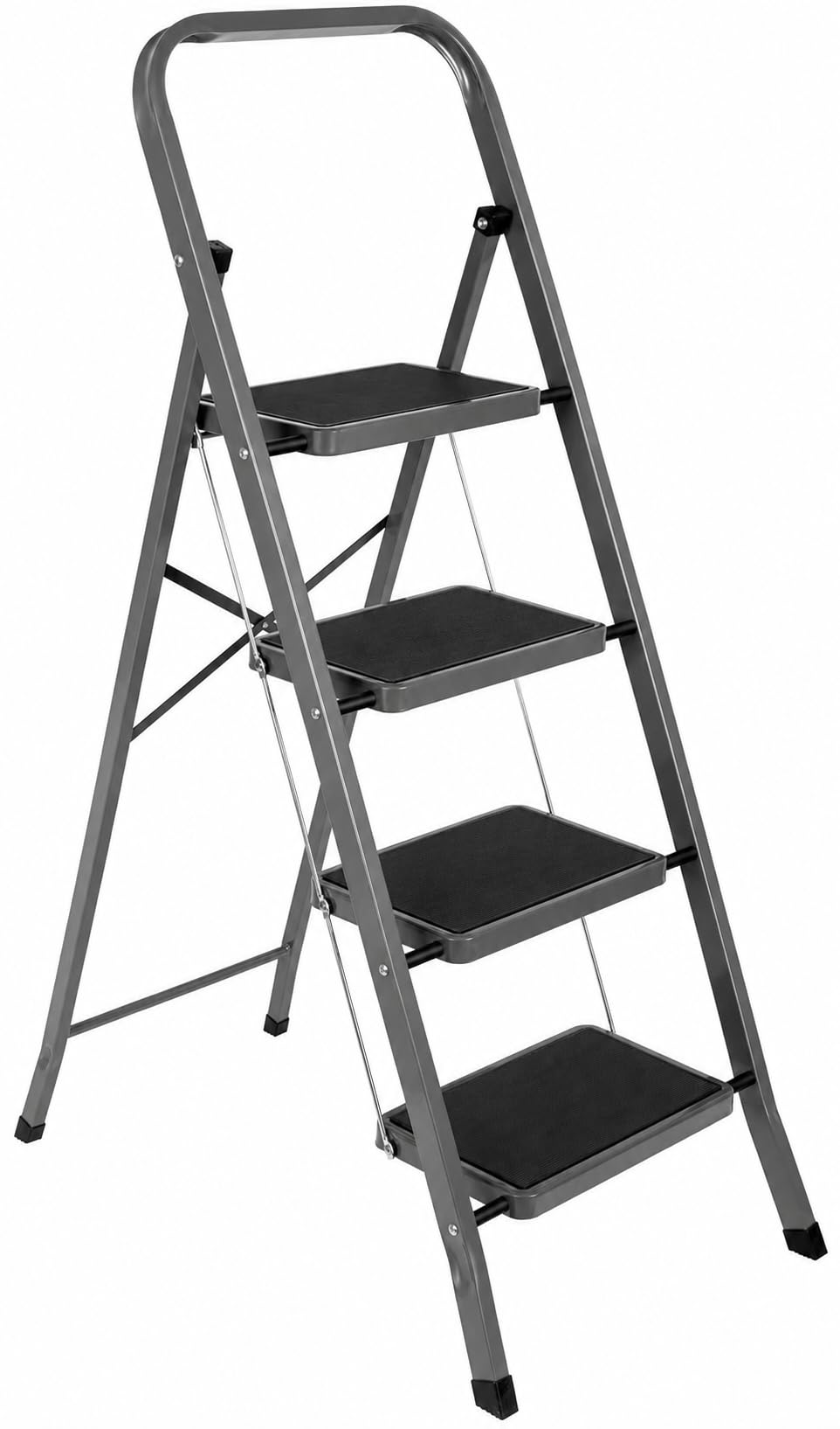Futura Slimline 4 Step Ladder, Folding Step Stool, 150kg Capacity, Grey