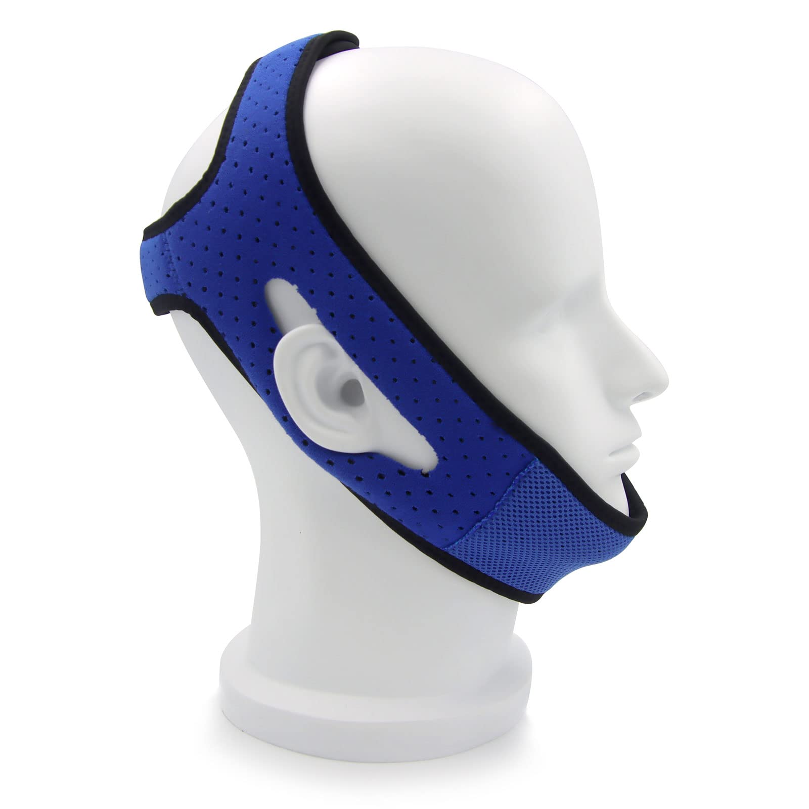 Anti Snore Chin Strap,Upgrade Stop Snoring Chin Strap Anti Snoring Devices, Adjustable and Breathable Head Band Chin Strap Stop Snoring Aids - Blue&Black