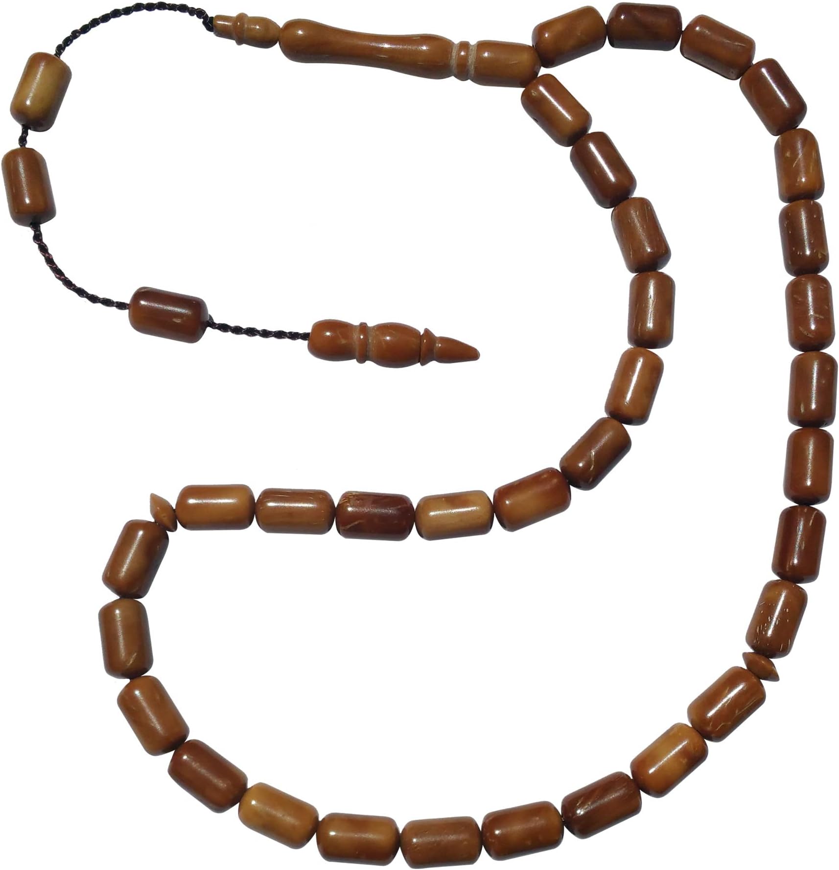 TheTasbih 33-Bead Barrel Shape 7x10 mm Natural Color Genuine Kuka Muslim Prayer Beads Misbaha Dhikr Turkish-Style in Gift Box (Sibha, Tasbeeh, Subha, Tesbih)