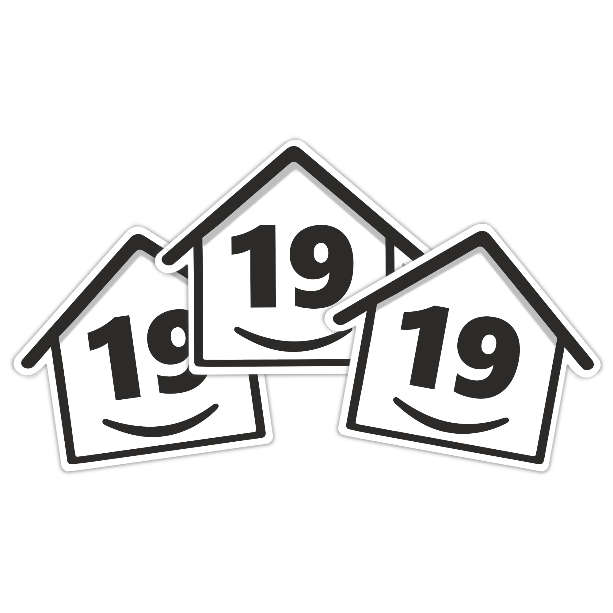 3 x Bin Numbers for Wheelie Bins, 1-99, 15cm ‘Happy House’ Design Dustbin Stickers, Easy Application Stick On Number Stickers - Weatherproof Self Adhesive Vinyl, Black (19) — view 2