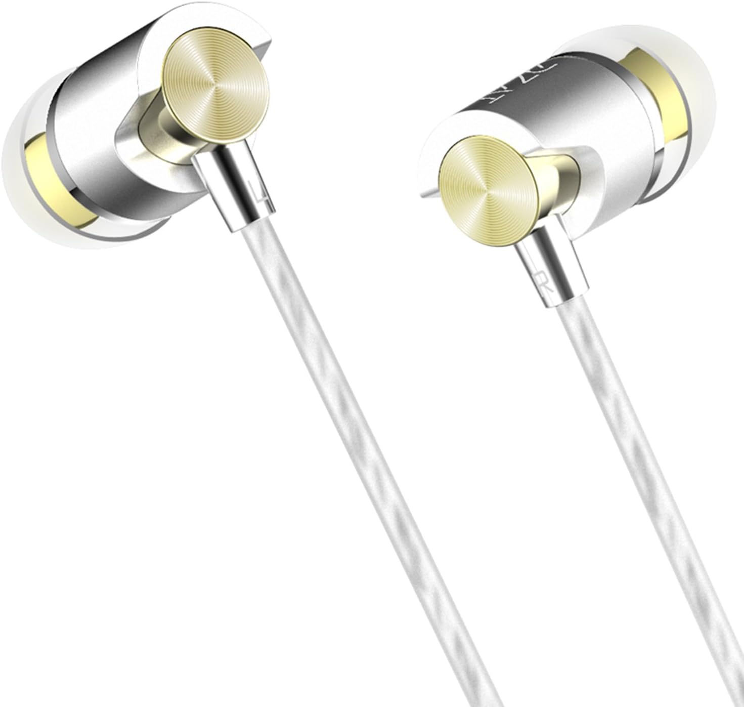 DZAT DR-20 Universal HiFi Heavy Bass Stereo in-Ear Headphones with Microphone - Sliver and Golden