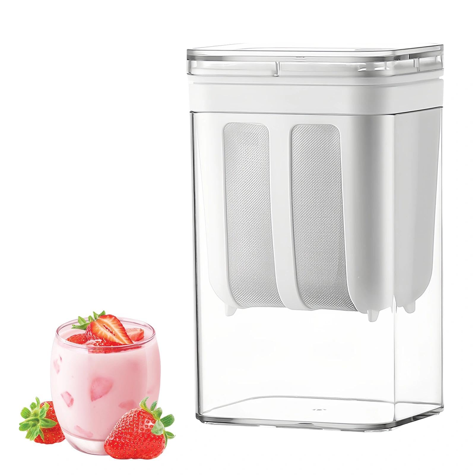 Filtro Yogurt da 1800ml, Separatore di Siero di Latte con Coperchio | Colino per Yogurt Greco con Filtro in Acciaio Inossidabile a 80 Maglie, Adatto per Preparare Yogurt Succhi e Altro