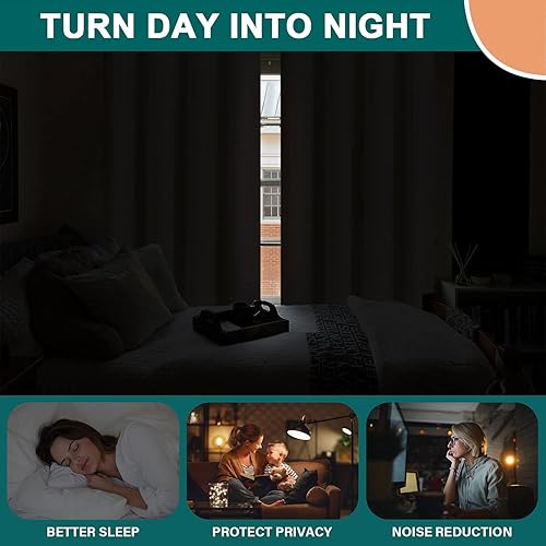 Miniatura 10 de Diraysid Cortinas 100% opacas de lino blanco para dormitorio, con ojales, aislamiento térmico, cortinas de oscurecimiento de habitación (2 paneles,