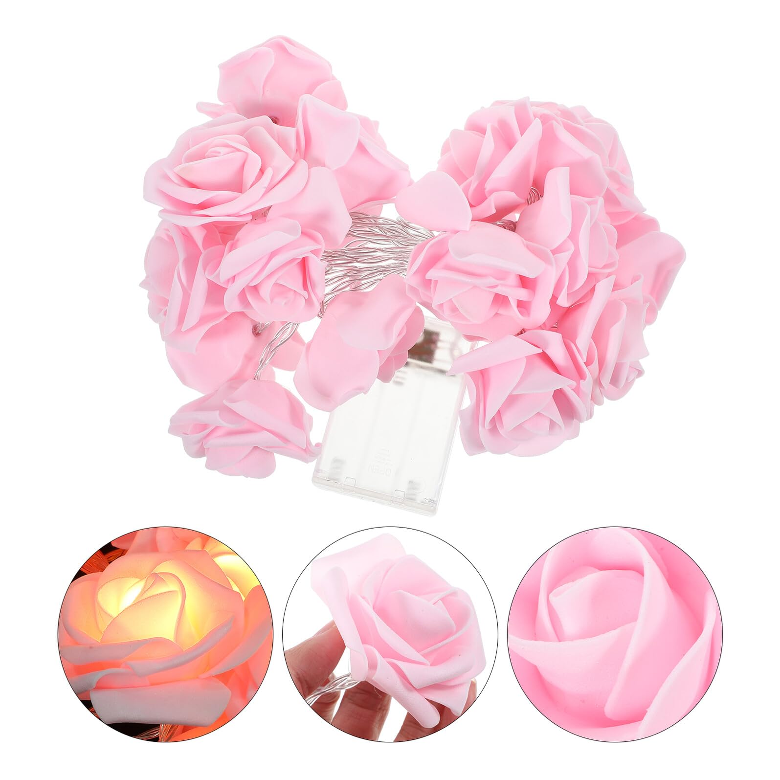 Didiseaon Catena Luminosa LED a Forma di Rosa Rosa 3 Metri 20 Luci Batteria Luci Decorative a Stringa per Feste Matrimoni e Compleanni per Interni ed Esterni