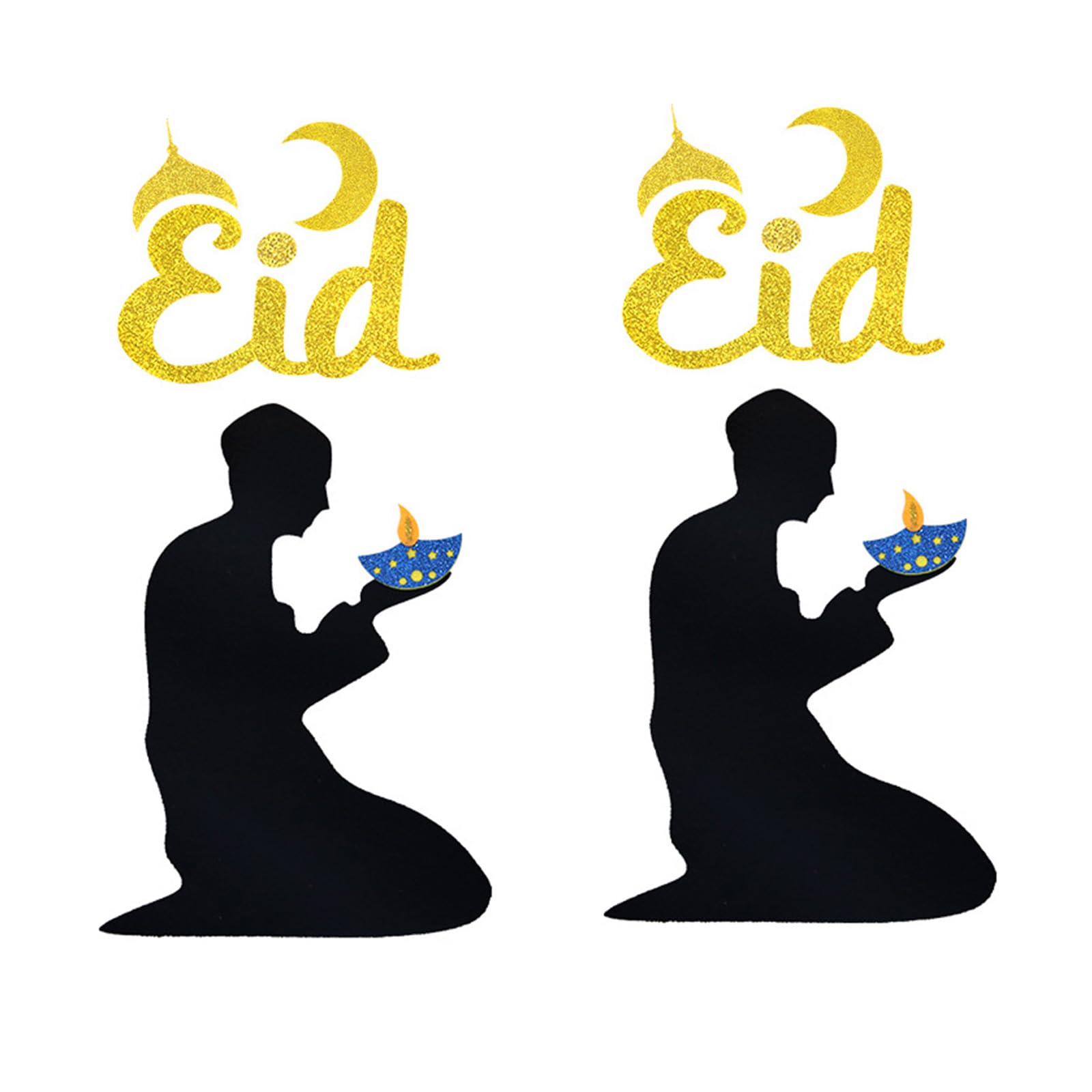 Tsophreniq Festival Middle Eastern Door Sticker Glittering Nonwoven Fabric Window Decoration for Festival Celebration Nonwoven