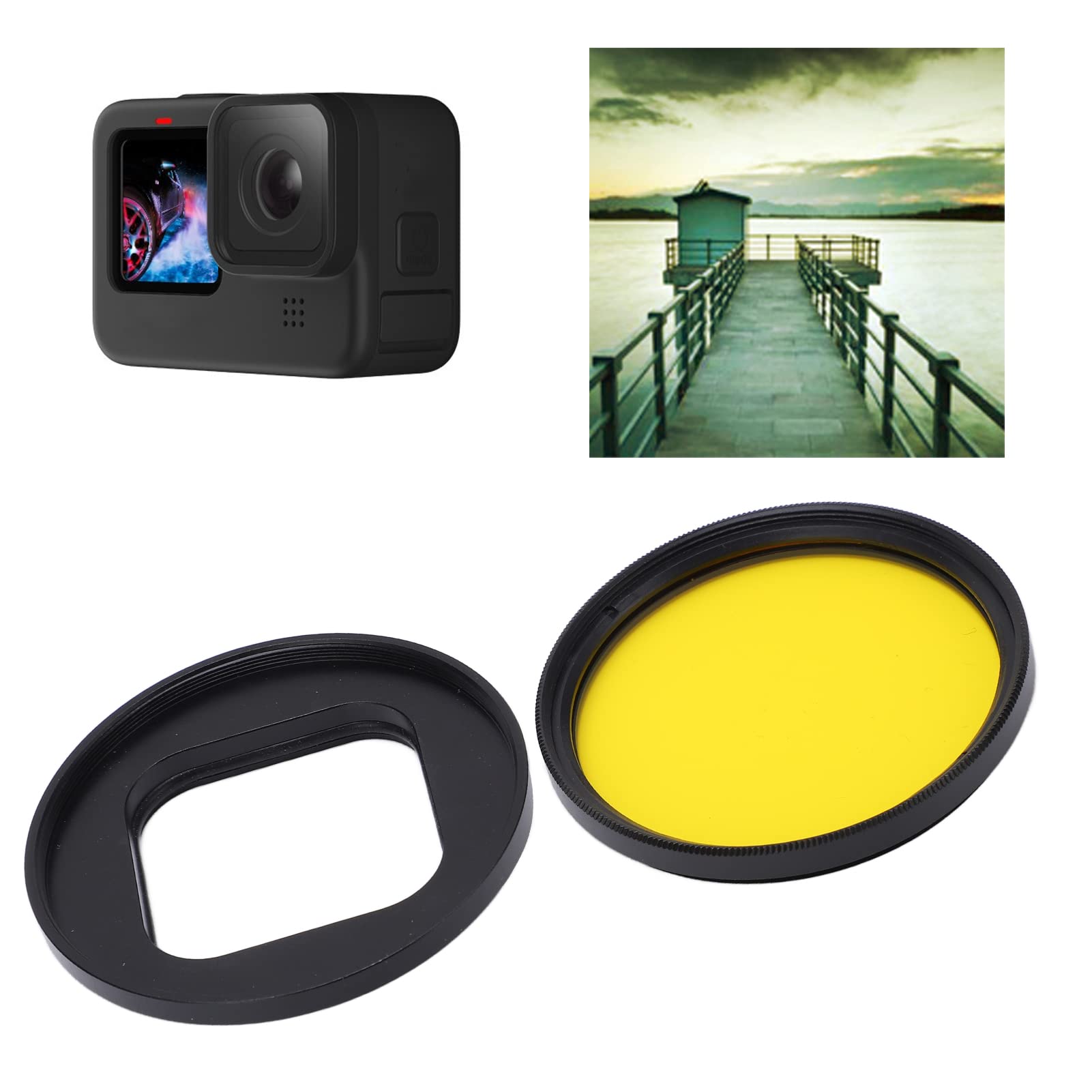 Amazon | イエローレンズフィルター、HERO9アクションカメラ用防汚疎水