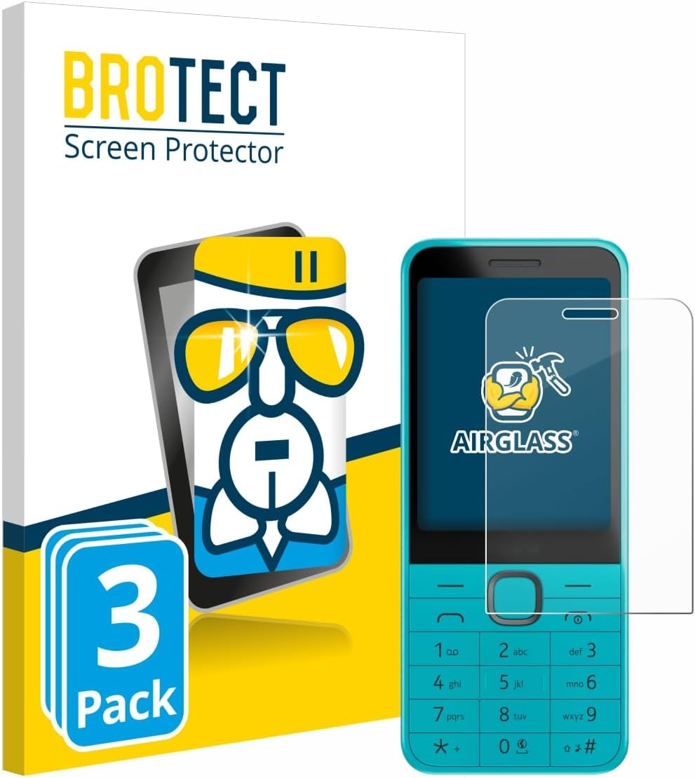 brotect Glass Screen Protector Film Compatible with Nokia 235 4G (2024) (3 Pack) - Glass-Foil 9H Protection [Scratch Resistant, High Clarity]