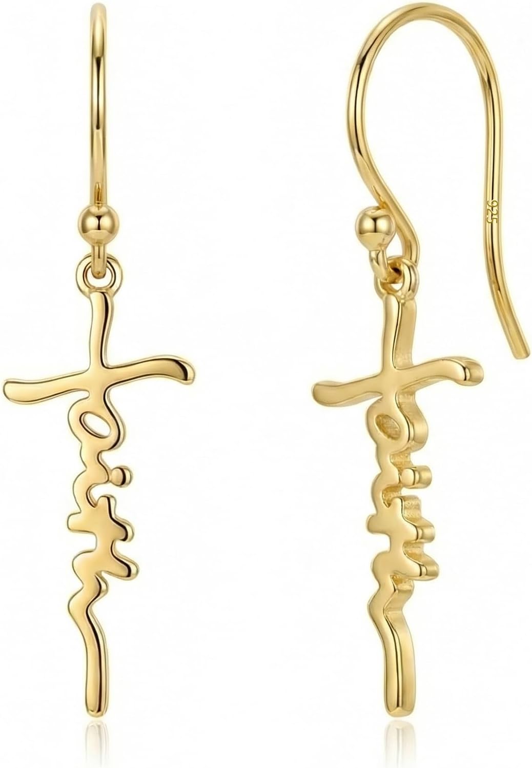 Cross Earrings for Women 14K Gold Plated 925 Sterling Silver Faith Cross Drop Dangle Earrings Christian Religious Jewelry Gifts for Her Mom Wife Birthday