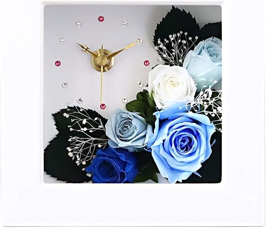 Amazon Co Jp プリザーブドフラワー 時計 花時計 プレゼント 花 掛け時計 おしゃれ 木製 かわいい 北欧 カラフル 壁掛け 置時計 置き時計 お祝い 刻印 名入れ ギフト アレンジメント ピンク 誕生日 ホワイト ブルー ホーム キッチン