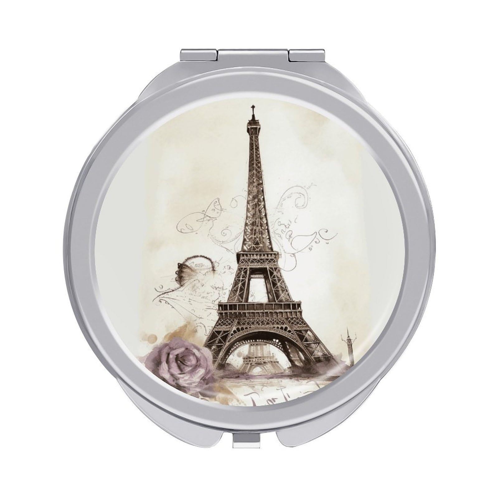 FekiLoot Eiffel Tower Makeup Mirror Compact Round Travel Makeup Mirror Portable Folding Handheld Pocket Mirrors for Handbag and Purses Gift Mini Mirrors