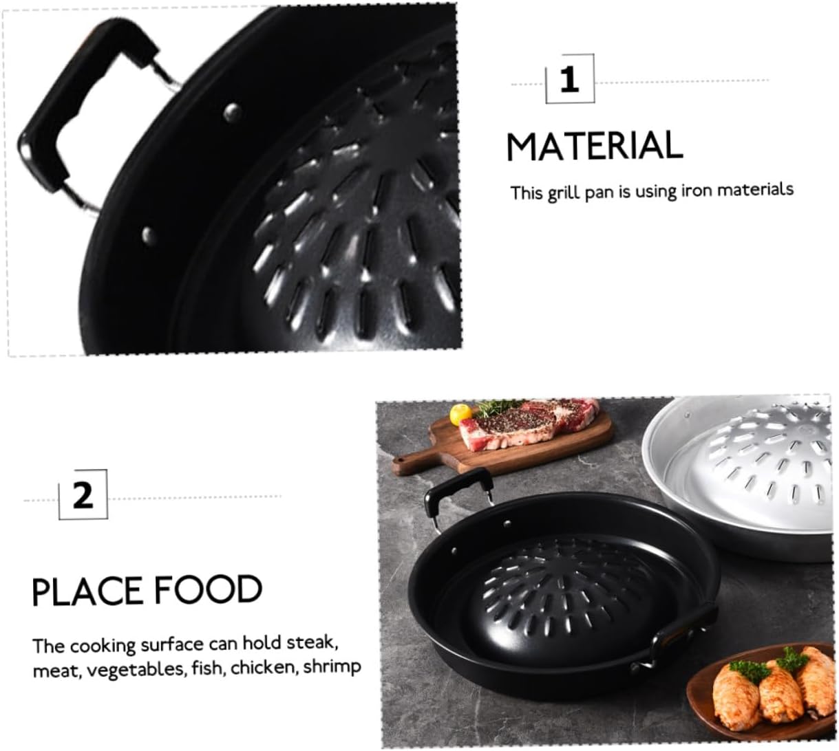 Multi Function Korean Bbq Grill Round Outdoor Camping Barbecue Tray for Steak Meat Vegetables Fish Shrimp Cooking Portable Household Bbq Supply