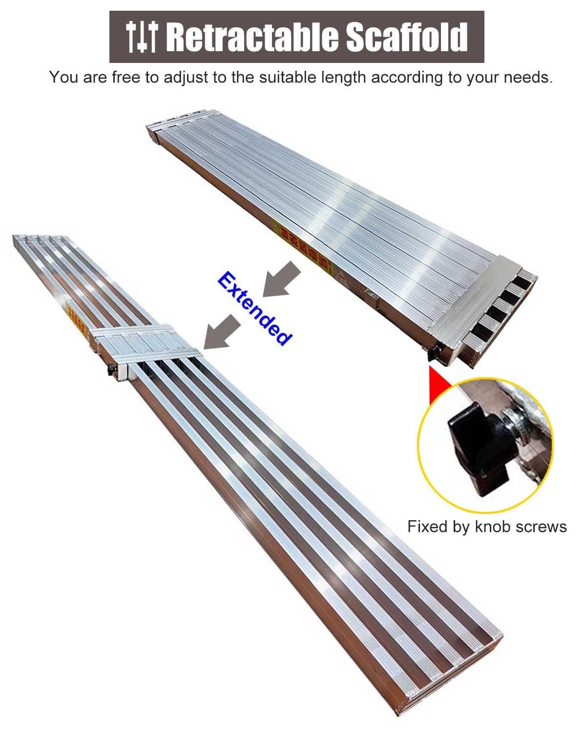 Andamio telescópico de tablones - Plataforma de Trabajo de Aluminio Resistente para Pintura, Paneles de Yeso y Limpieza - Kit de extensión para Andamios