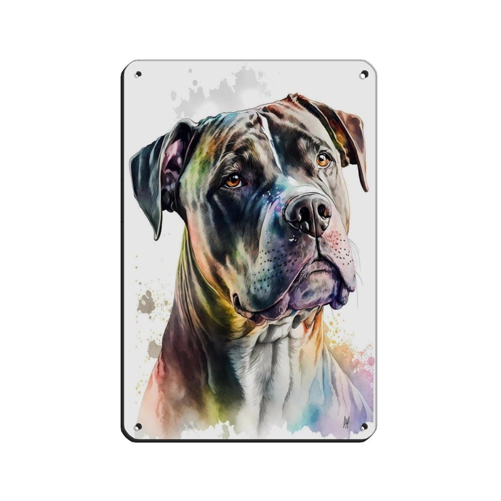Lxwnze 20L X 30W Cm Watercolor Pitpull, Art Poster Retro Poster Metal Tin Sign Chic Art Retro Iron Painting Bar People Cave Cafe Family Garage Poster Wall Decoration 8X12inch(20X30cm)