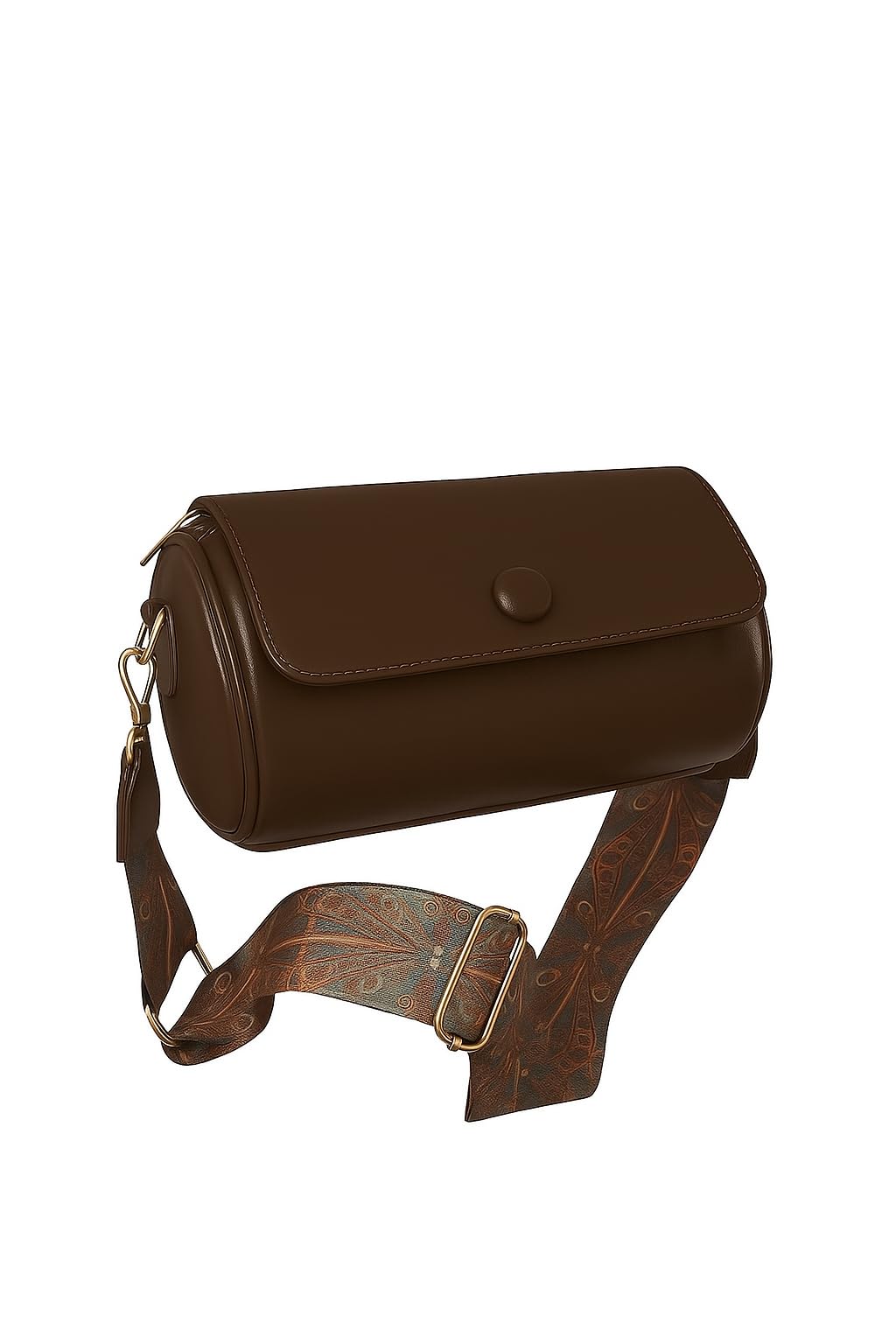 haveglam Cylinder Crossbody Bag, PU Leather, Decorative Woven Strap, Small Size, Black, Brown, Tan-picture-51